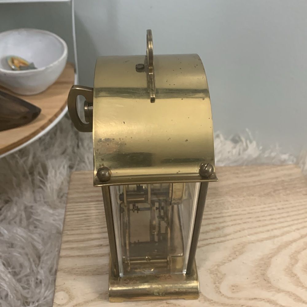 Vintage Schatz 8 Day Carriage Style Metal & Plastic Clock Moving Gear Mechanism - Picture 7 of 17